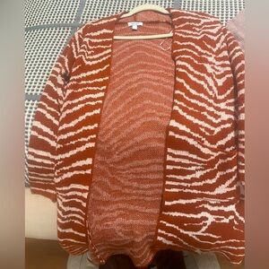 Women's Nine West Long Sweater - rust/cream Size xs